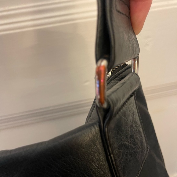 Margot Triple Zip Black Leather Slim Crossbody Messenger - Picture 5 of 12